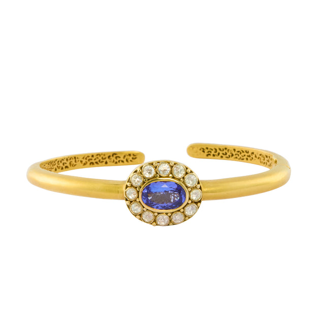 Munnu The Gem Palace Oval Tanzanite and Round Diamond Bracelet - Bracelets - Broken English Jewelry front view