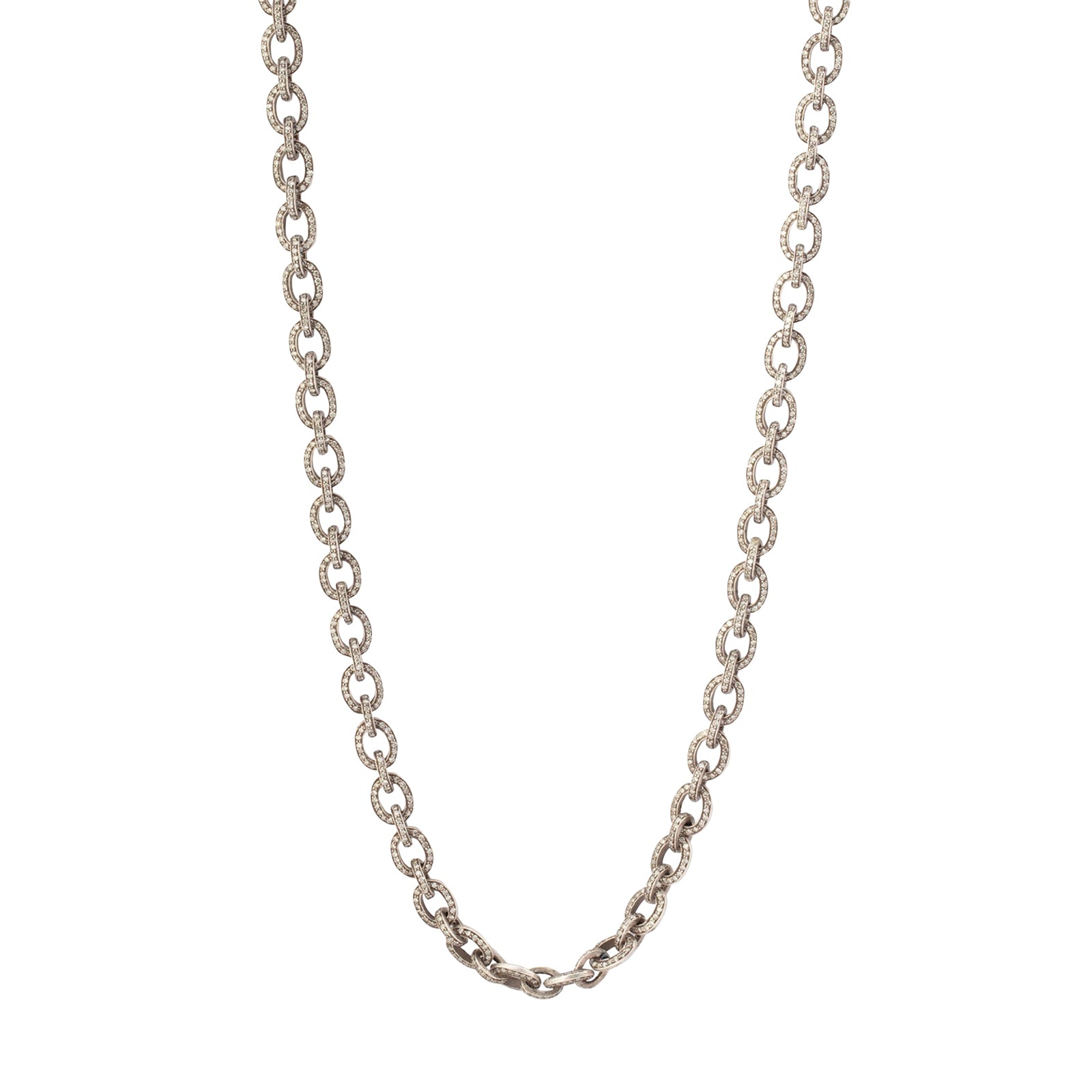 Munnu The Gem Palace Indo Russian Oval Link Diamond Necklace  - Necklaces - Broken English Jewelry