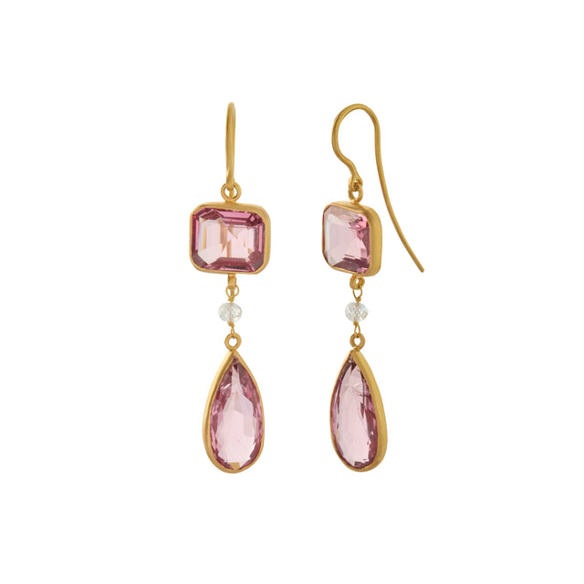 Spinel and Diamond Drop Earrings