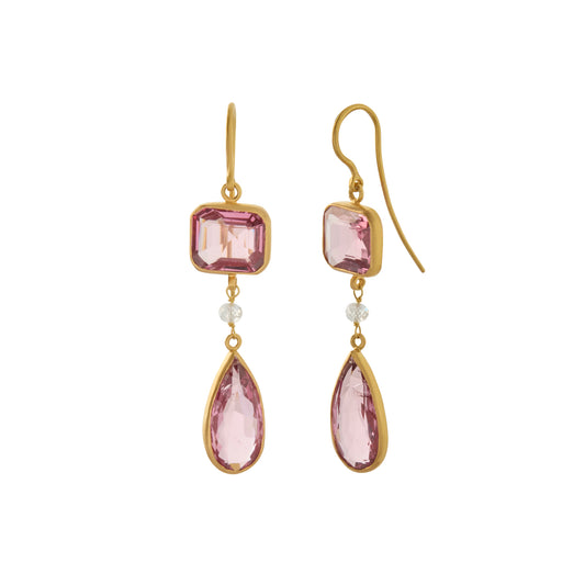Spinel and Diamond Drop Earrings - Main Img