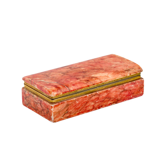 Vintage Red Marble Stone Jewelry Box