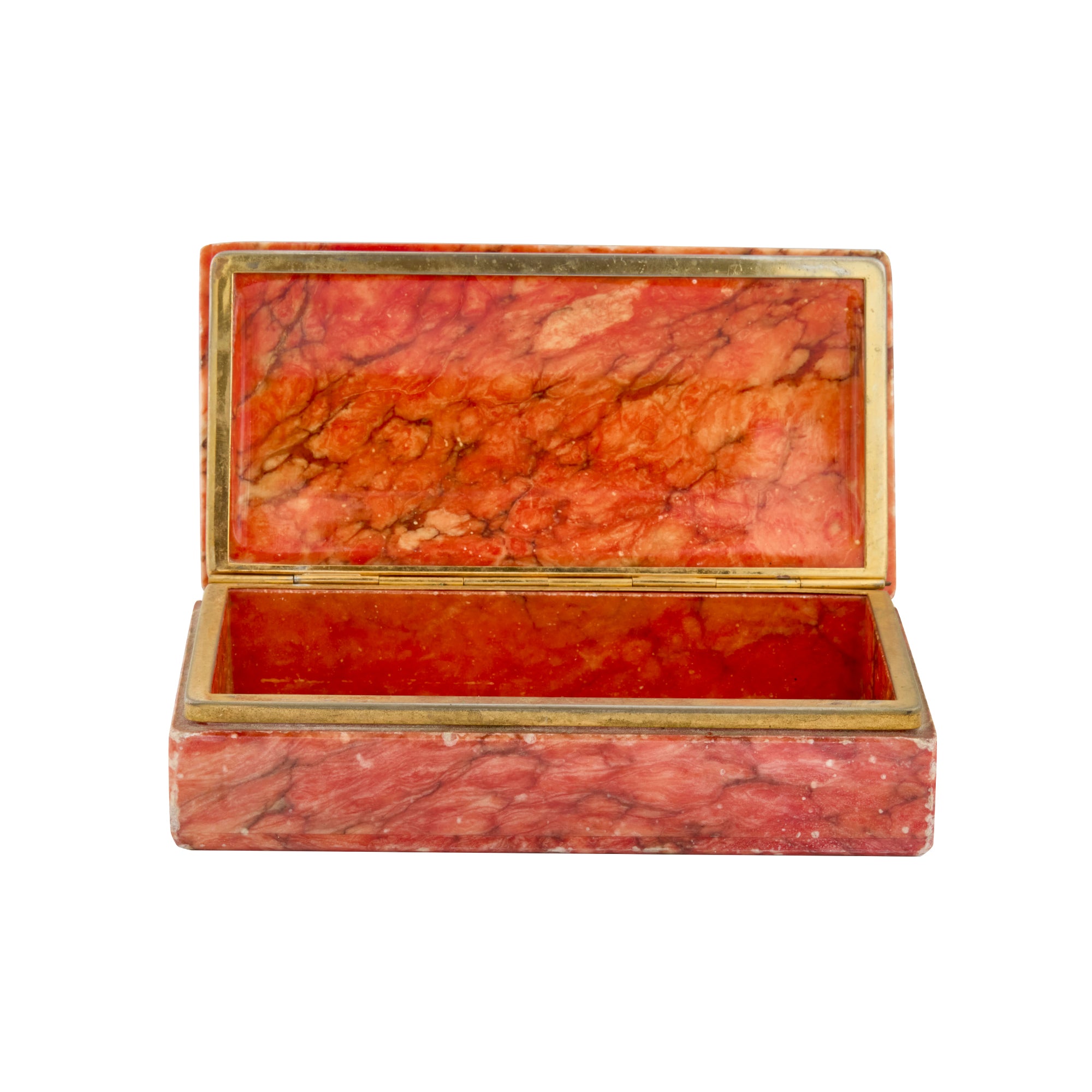 Vintage Red Marble Stone Jewelry Box