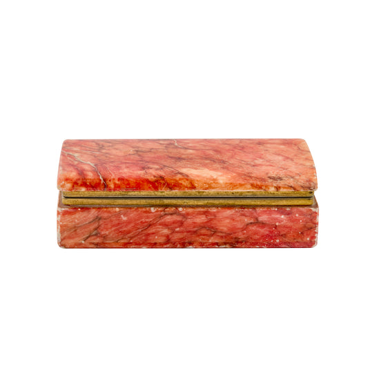Vintage Red Marble Stone Jewelry Box - Main Img