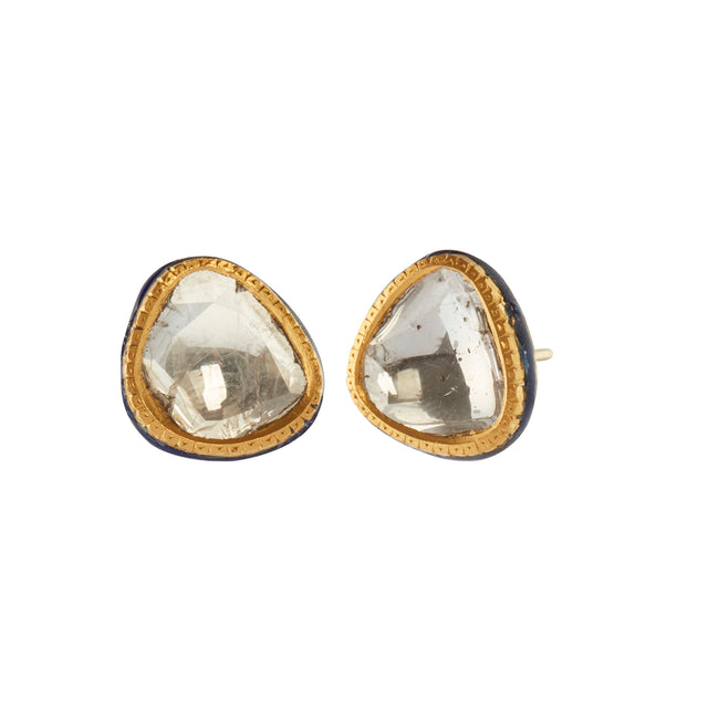 Munnu The Gem Palace Polki Earrings front and angled view
