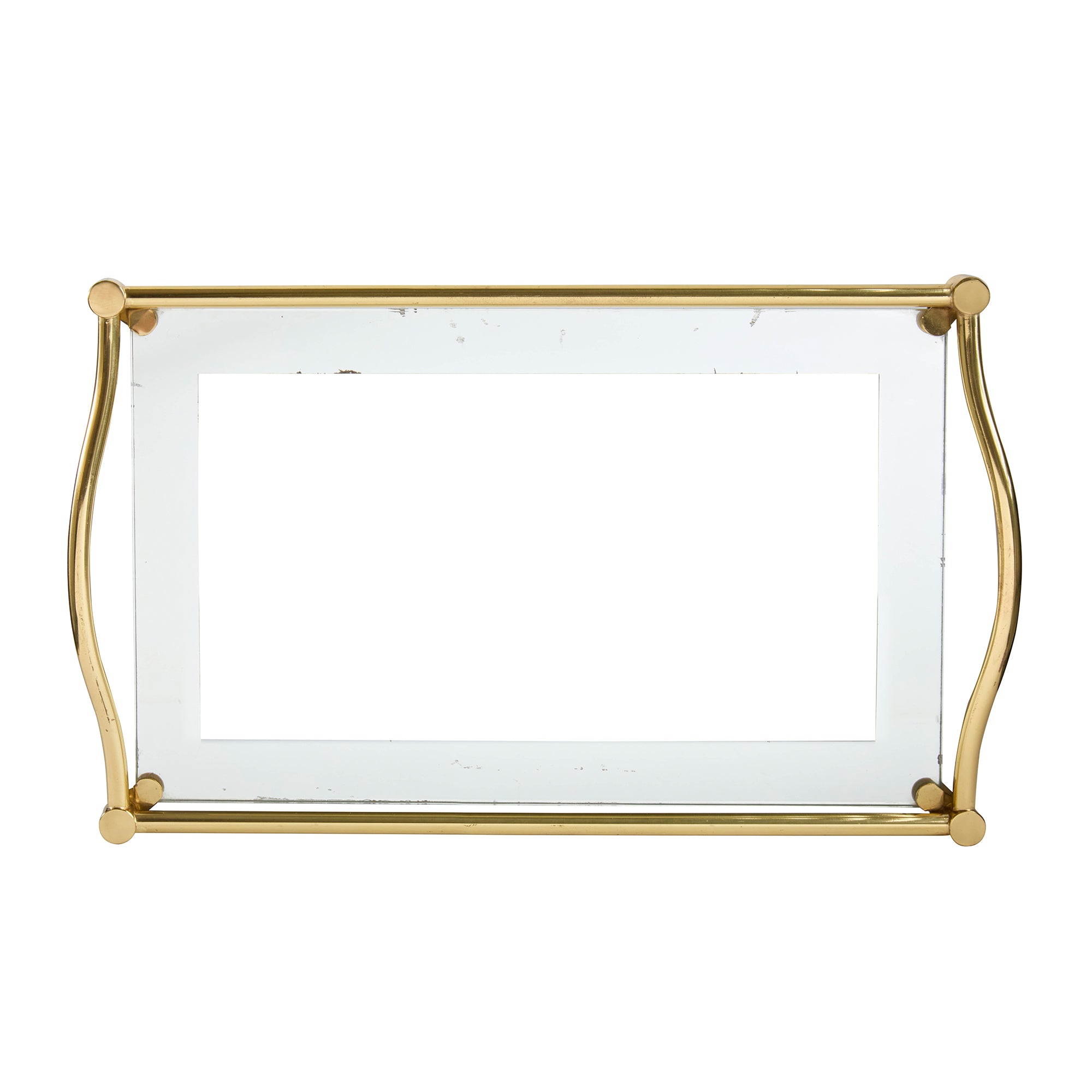 Vintage Glass Tray with Brass Accent