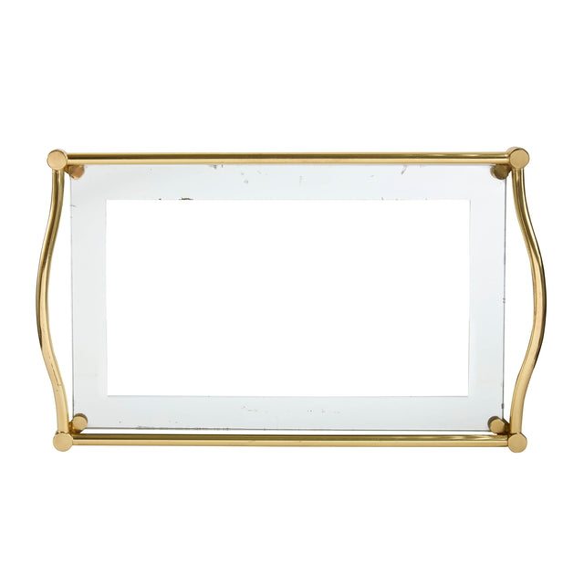 Vintage Glass Tray with Brass Accent