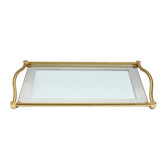 Vintage Glass Tray with Brass Accent