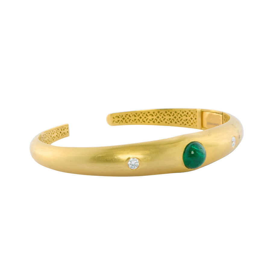 Munnu The Gem Palace Emerald and Diamond Cuff - Bracelets - Broken English Jewelry side view