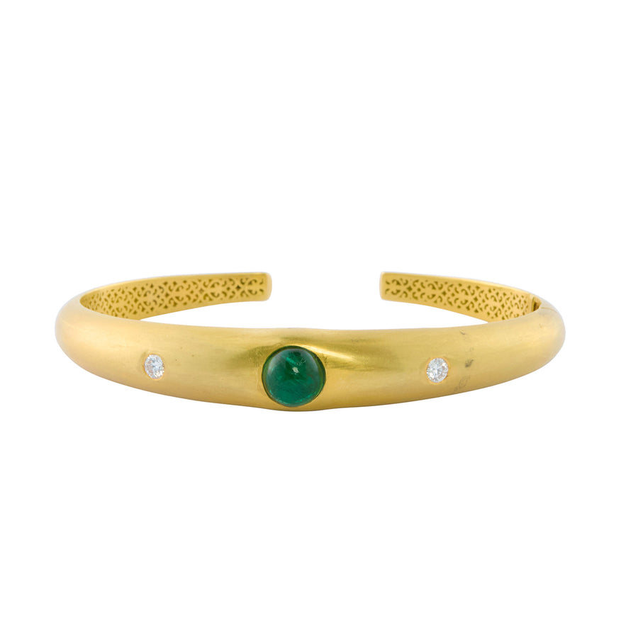 Munnu The Gem Palace Emerald and Diamond Cuff - Bracelets - Broken English Jewelry front view