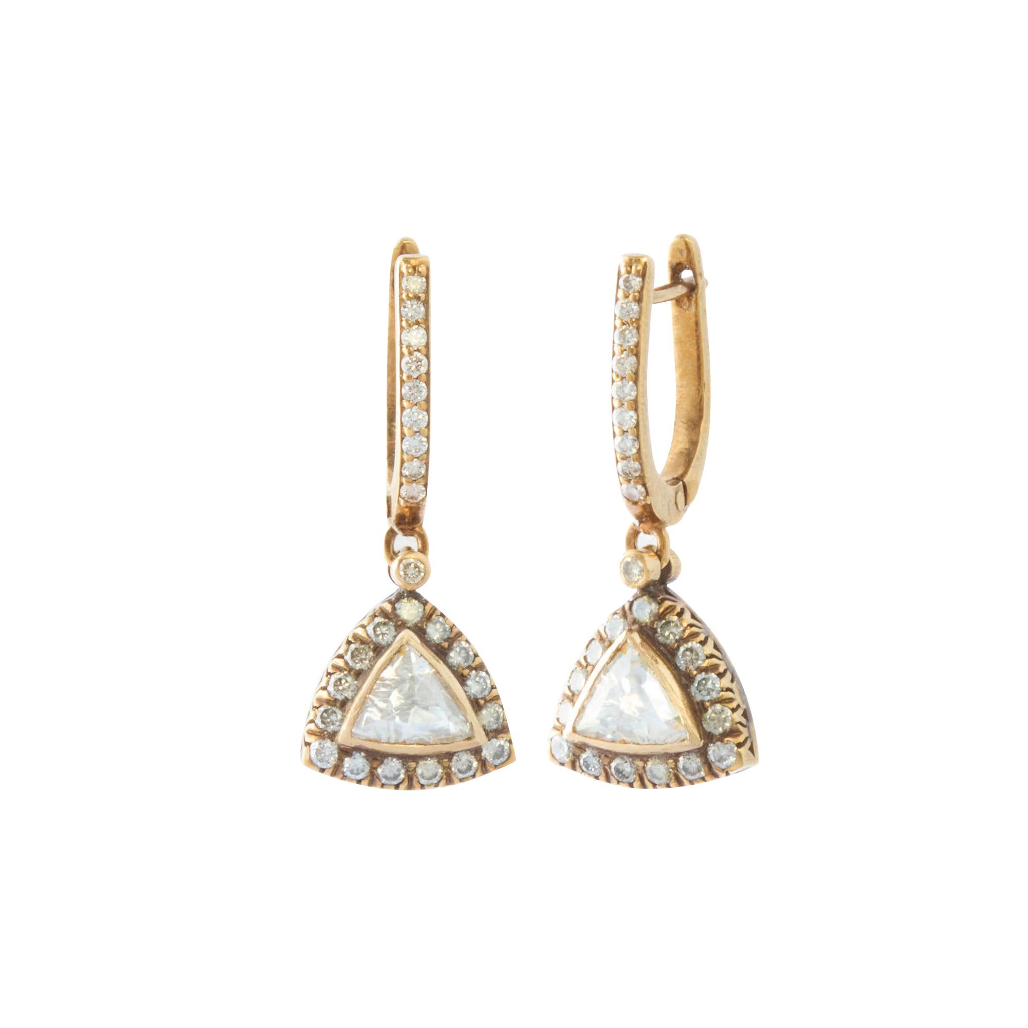 Indo Russian Triangle Drop Hoop Earrings