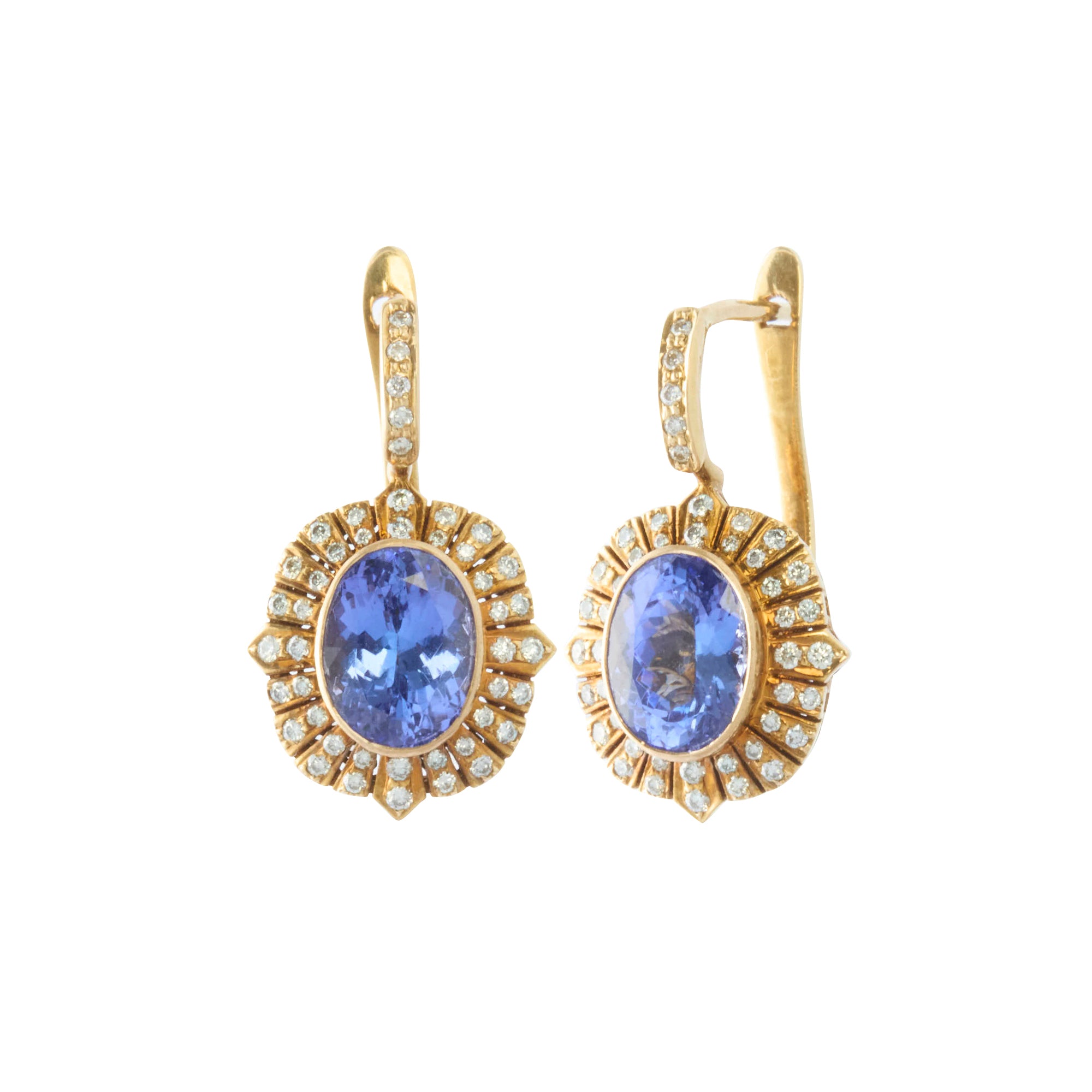 Indo Russian Drop Earrings with Tanzanite and Diamond