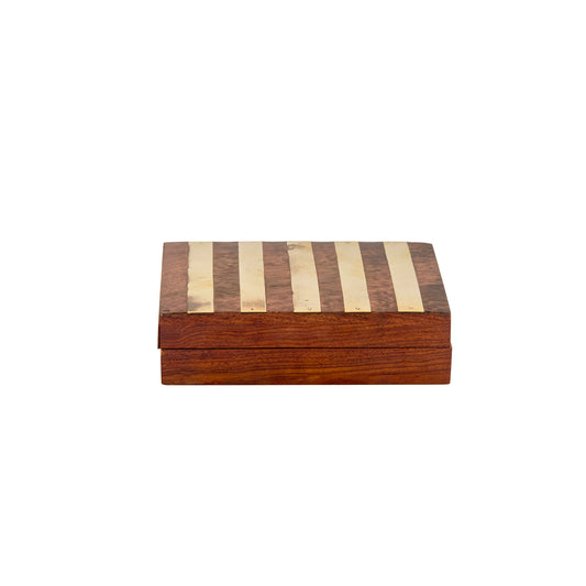Italian Brass-Banded Wood Box - Main Img