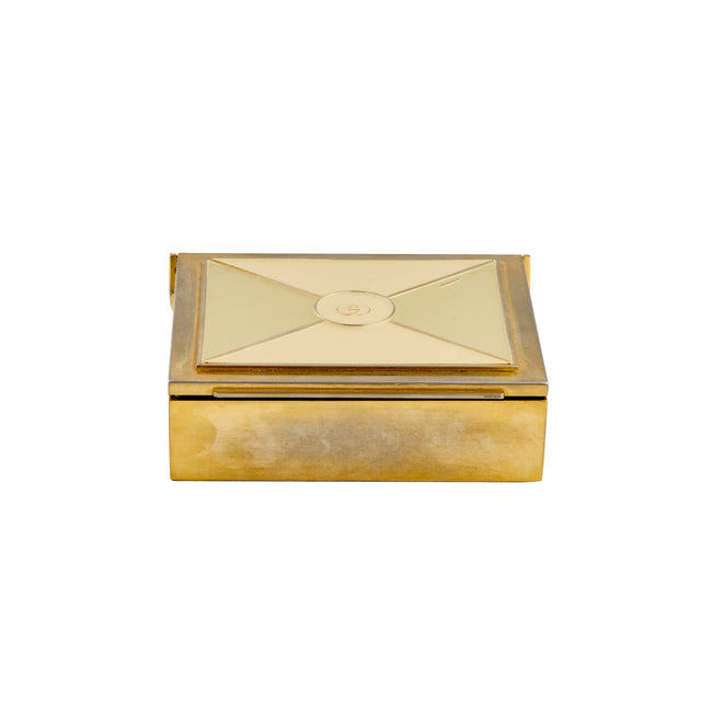 Vintage Gucci Brass and Enamel Decorative Box with Interlocking GG