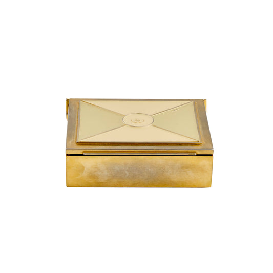 Vintage Gucci Brass and Enamel Decorative Box with Interlocking GG - Main Img
