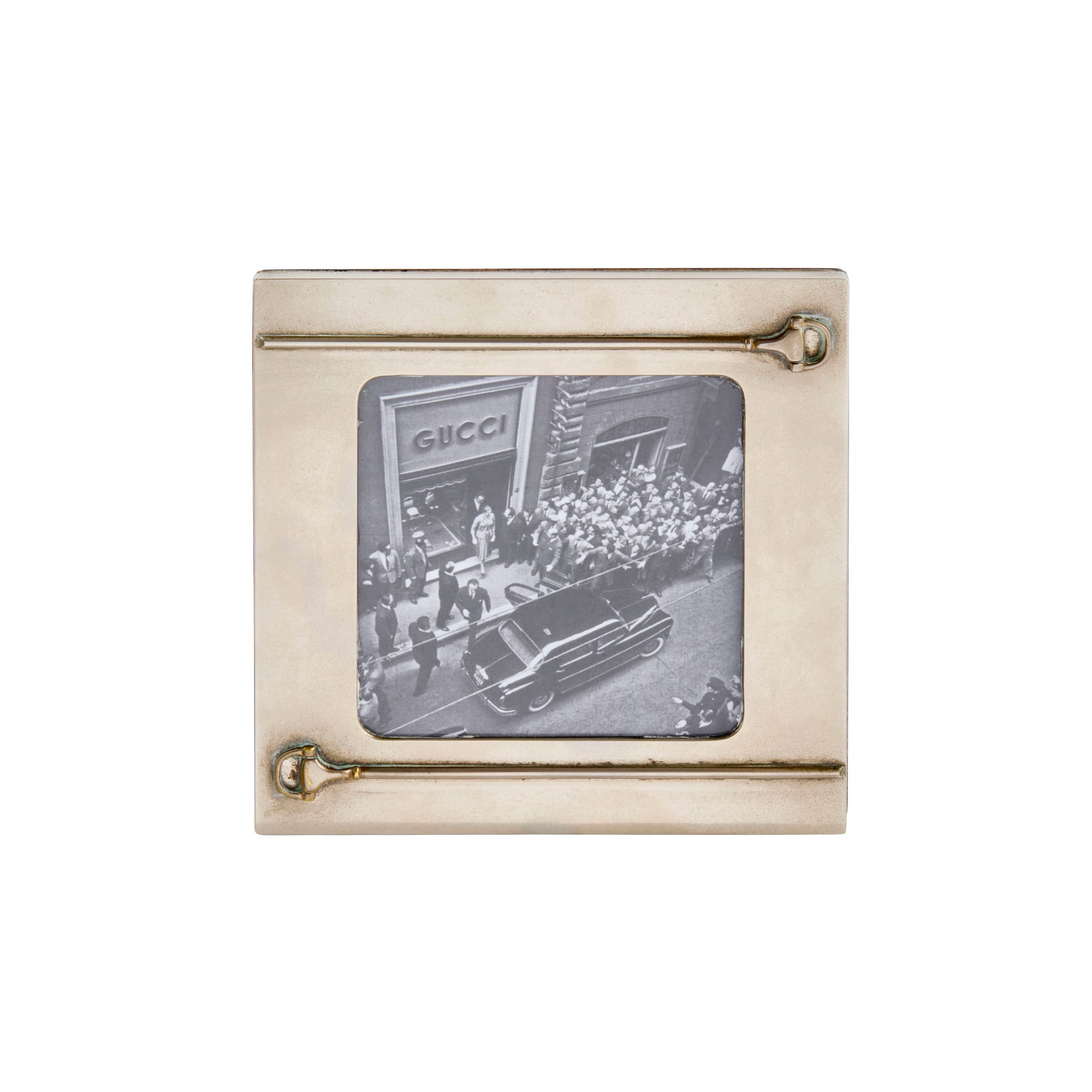 Gucci Silver-Plated Picture Frame with Equestrian Bar Motif