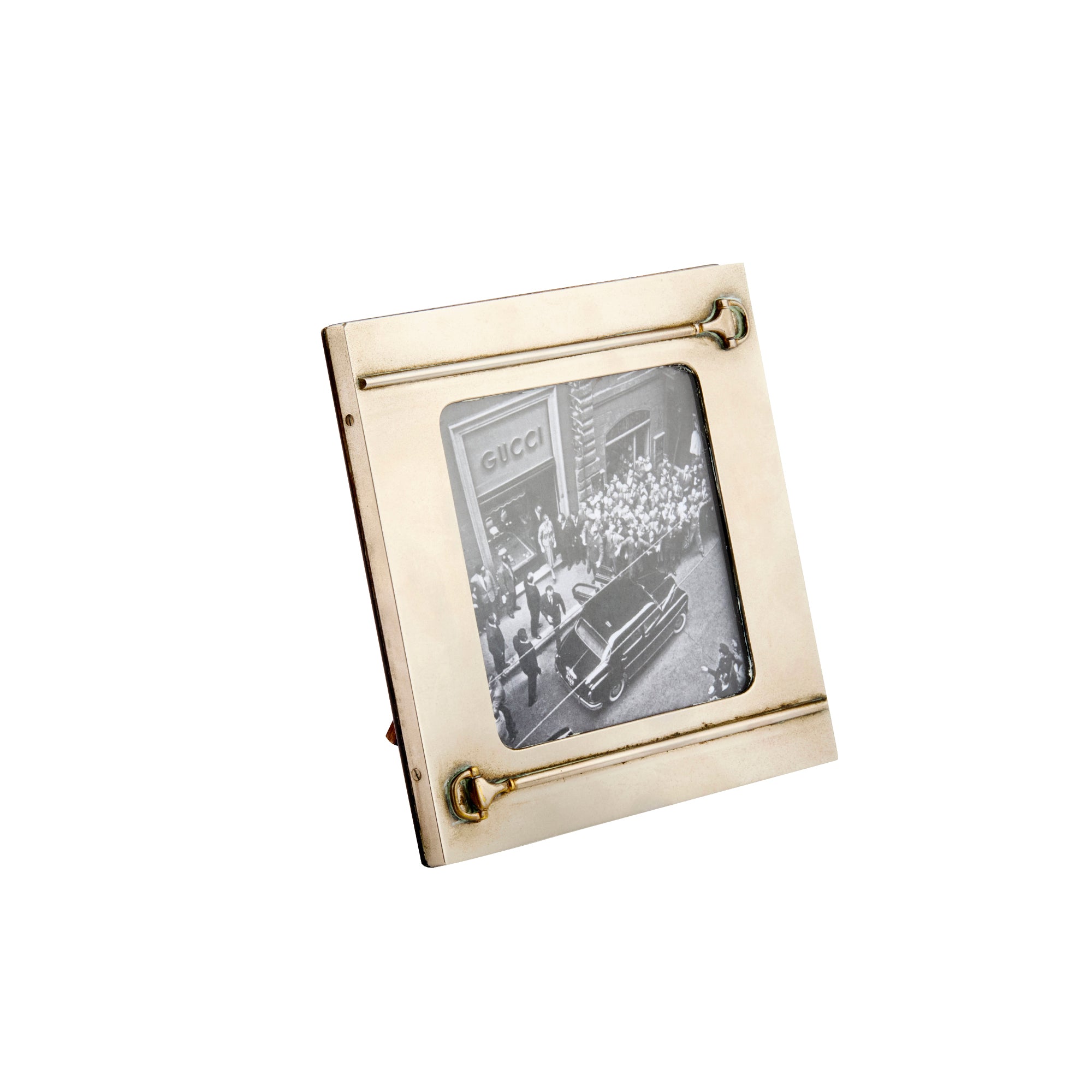 Gucci Silver-Plated Picture Frame with Equestrian Bar Motif