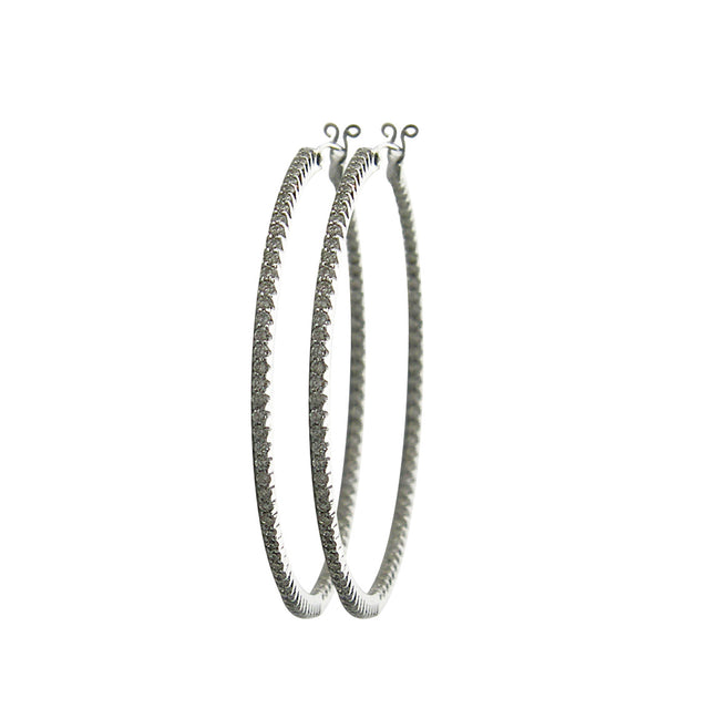 White Diamond Simple Elegance Large Hoops