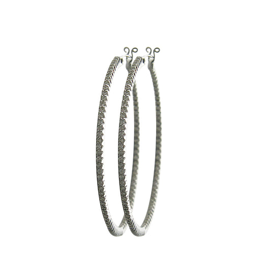 White Diamond Simple Elegance Large Hoops - Main Img