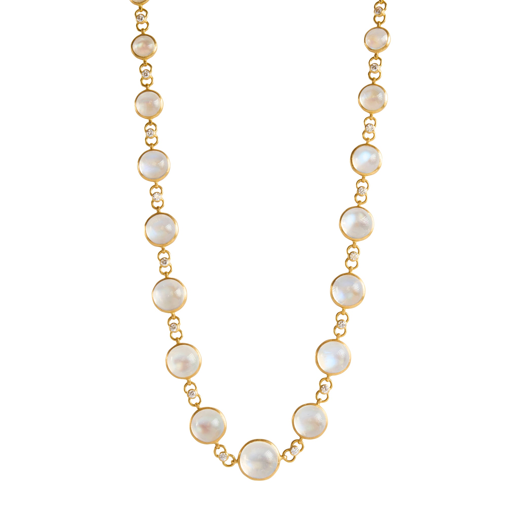 Moonstone and Diamond Orb Necklace