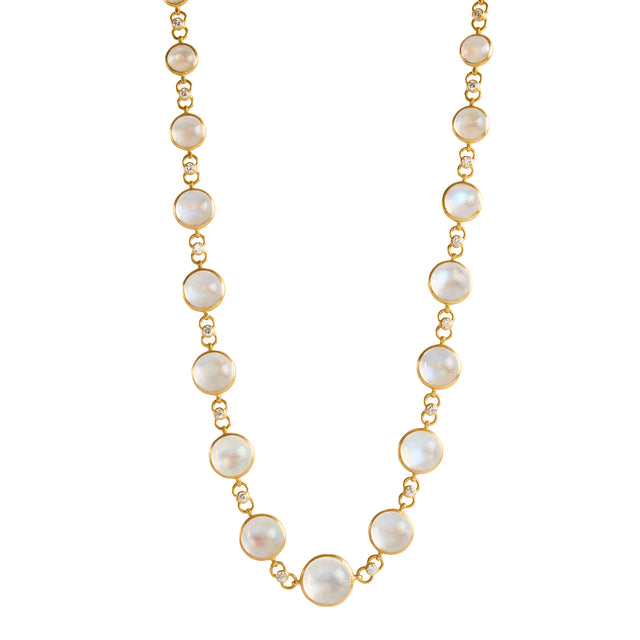 Moonstone and Diamond Orb Necklace
