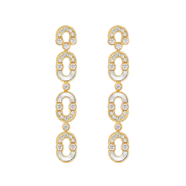 Diamond and Mother of Pearl Magnetic Trio Semi Earrings