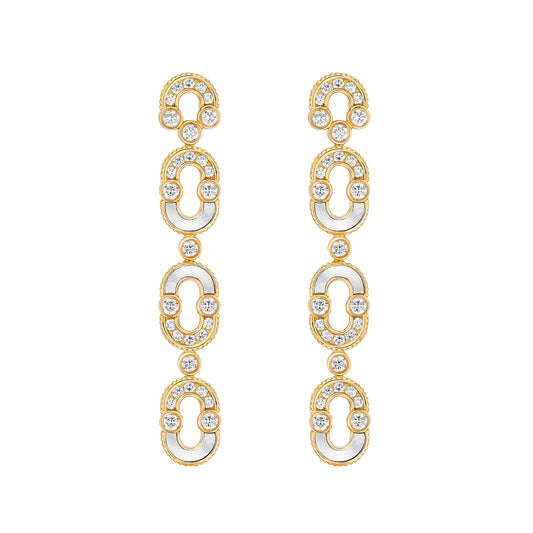 Diamond and Mother of Pearl Magnetic Trio Semi Earrings - Main Img