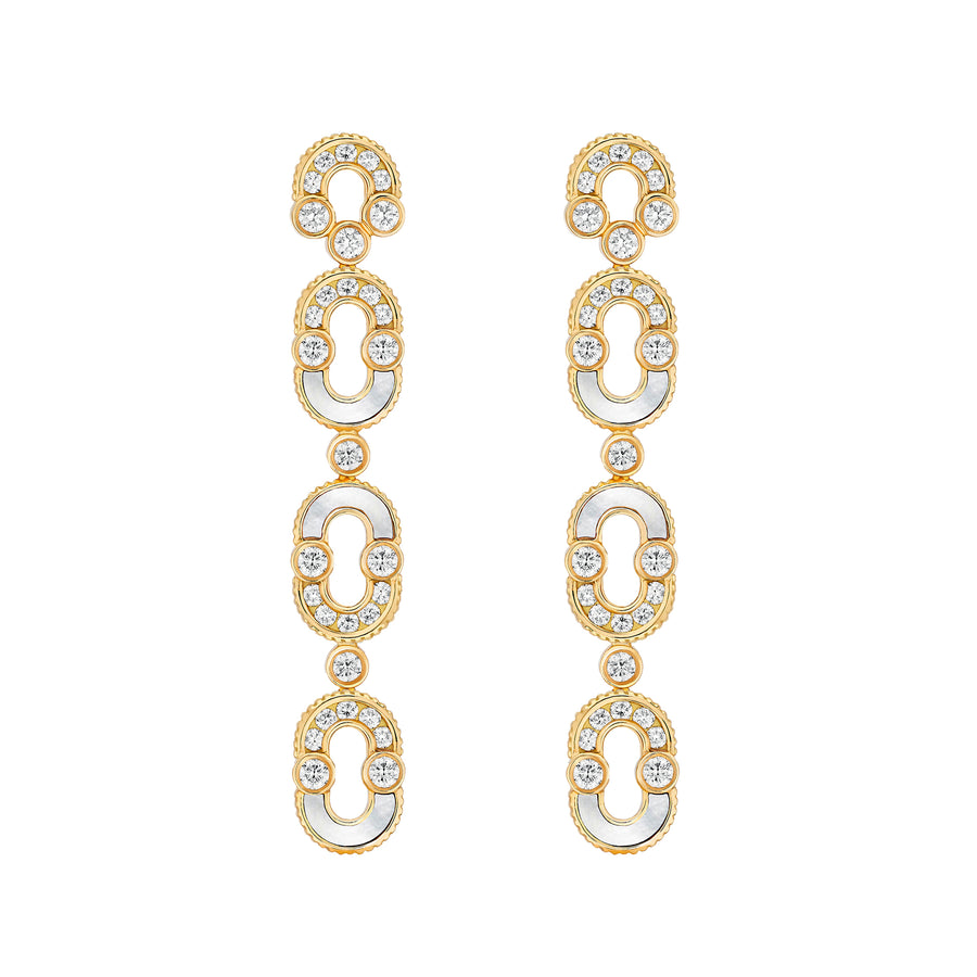Diamond and Mother of Pearl Magnetic Trio Semi Earrings