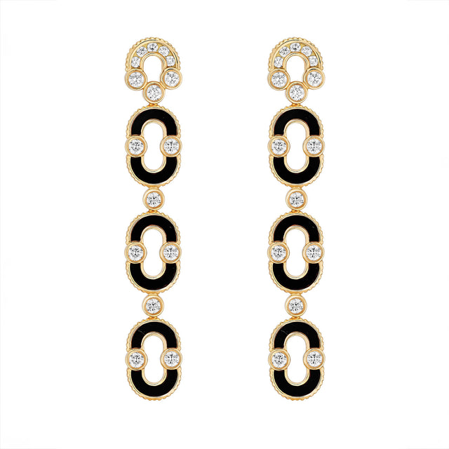 Viltier Magnetic Trio Earrings  - Onyx and Diamond - Earrings - Broken English Jewelry