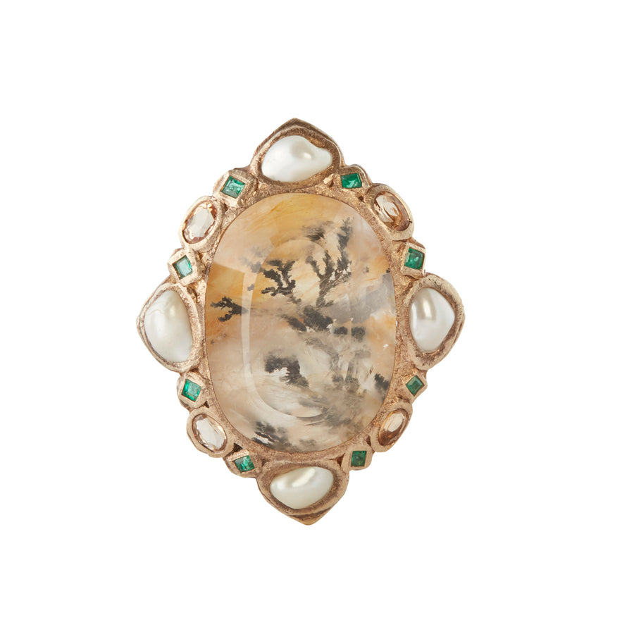 Sylvie Corbelin Ivouchki Ring - Agate and Topaz, front view