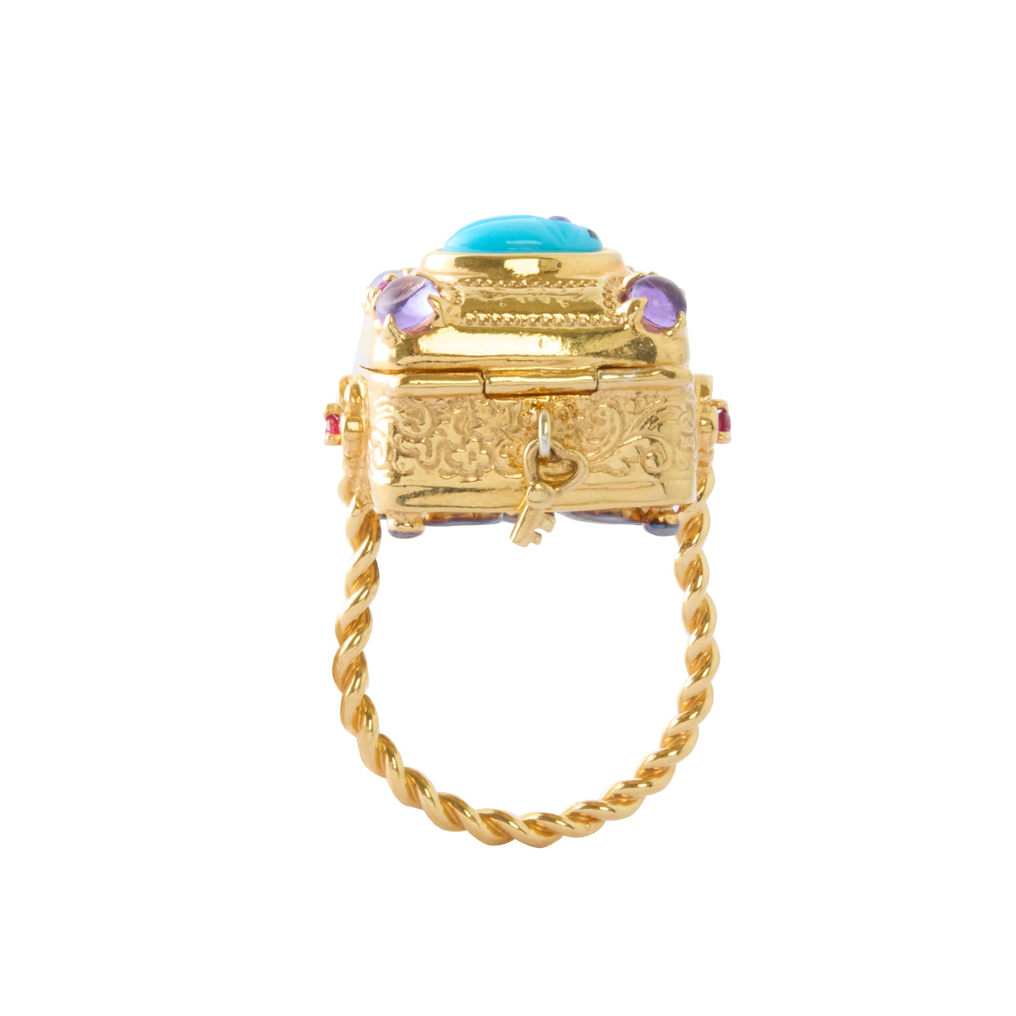 Diamond and Corundum Secret Box Ring