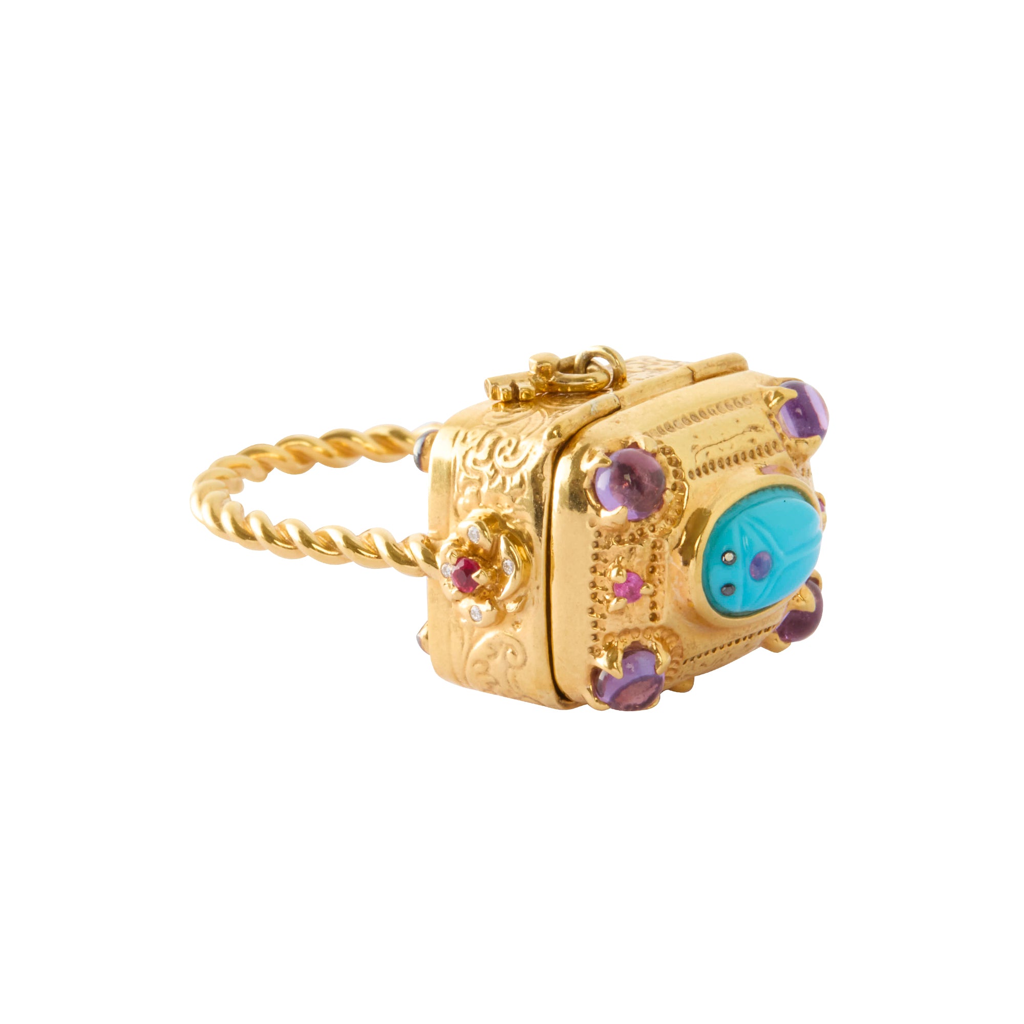 Diamond and Corundum Secret Box Ring