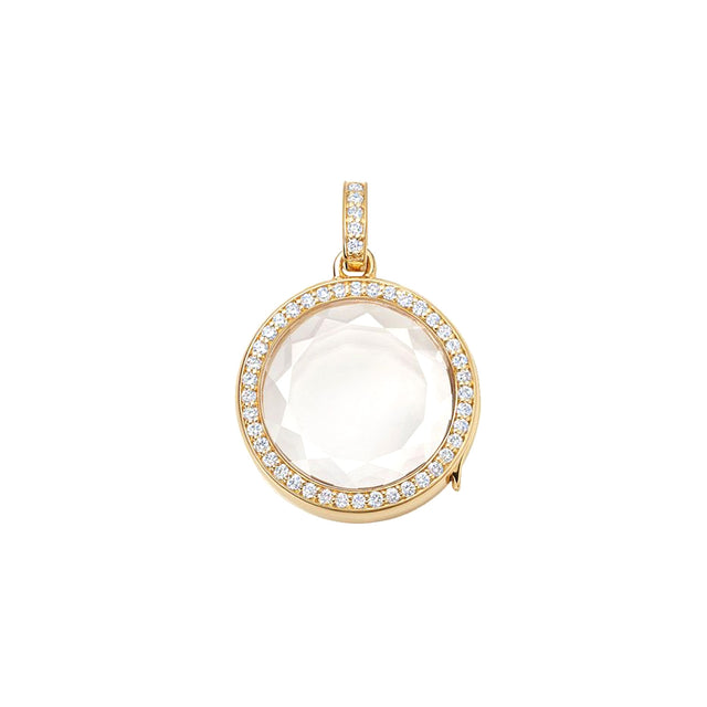Loquet Medium Round Diamond Locket - Charms & Pendants - Broken English Jewelry front view