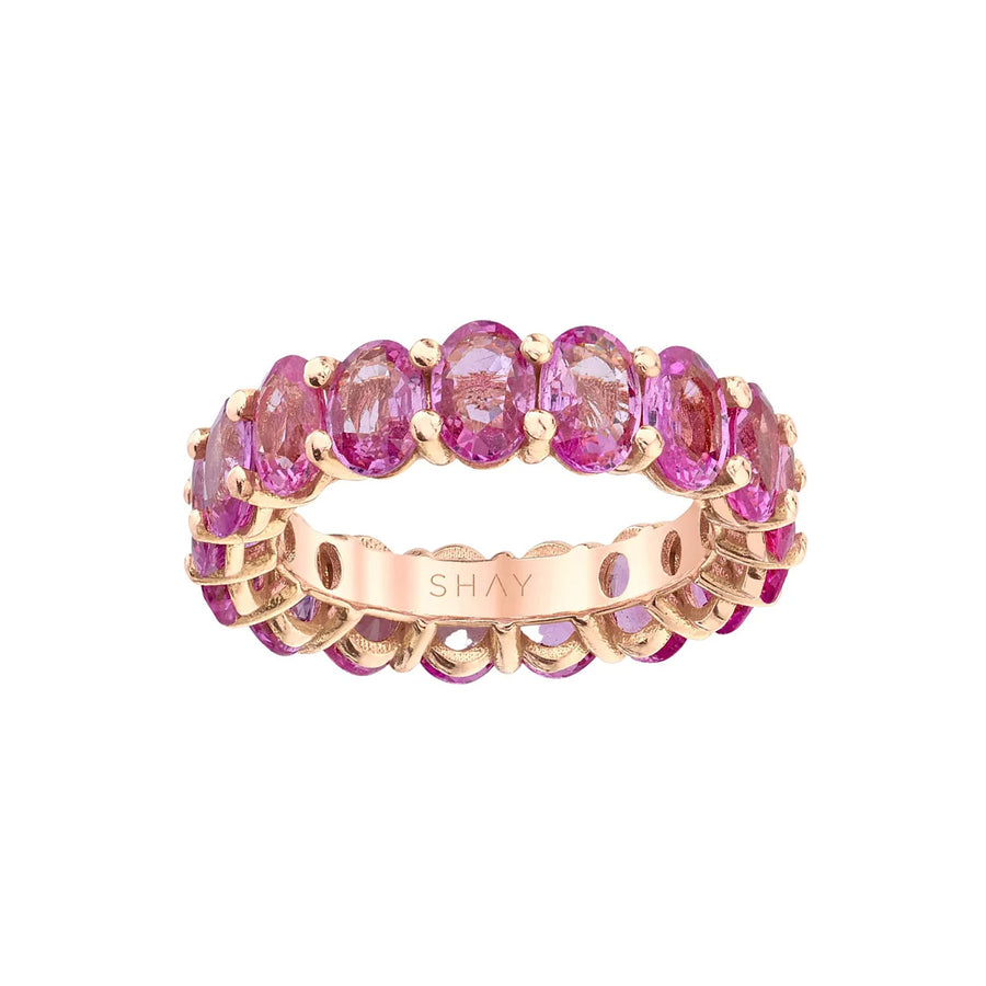 SHAY Oval Pink Sapphire Eternity Ring - Rose Gold - Rings - Broken English Jewelry front view