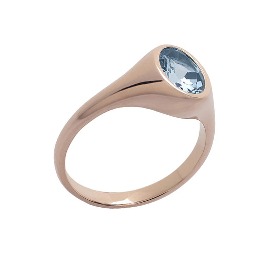 Saudade Aquamarine Signet Ring - Rose Gold - Main Img