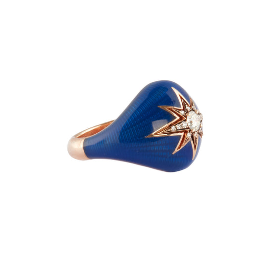 Thick Aida Pinky Ring - Navy Blue Enamel