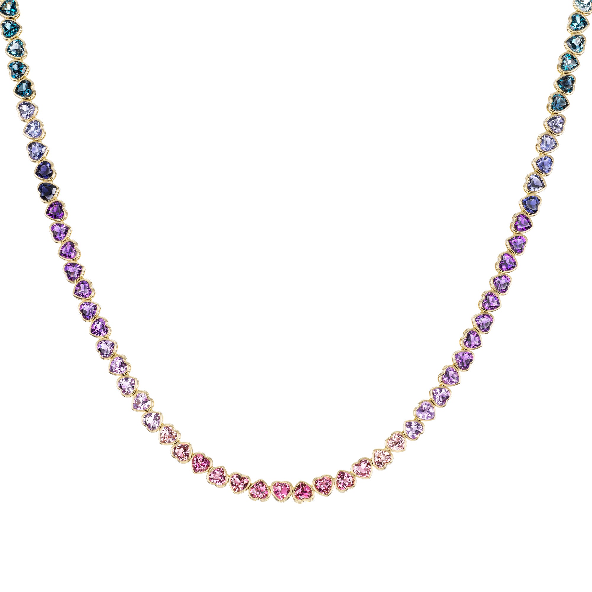 Amethyst, Pink Tourmaline, Topaz and Iolite I Heart California Necklace