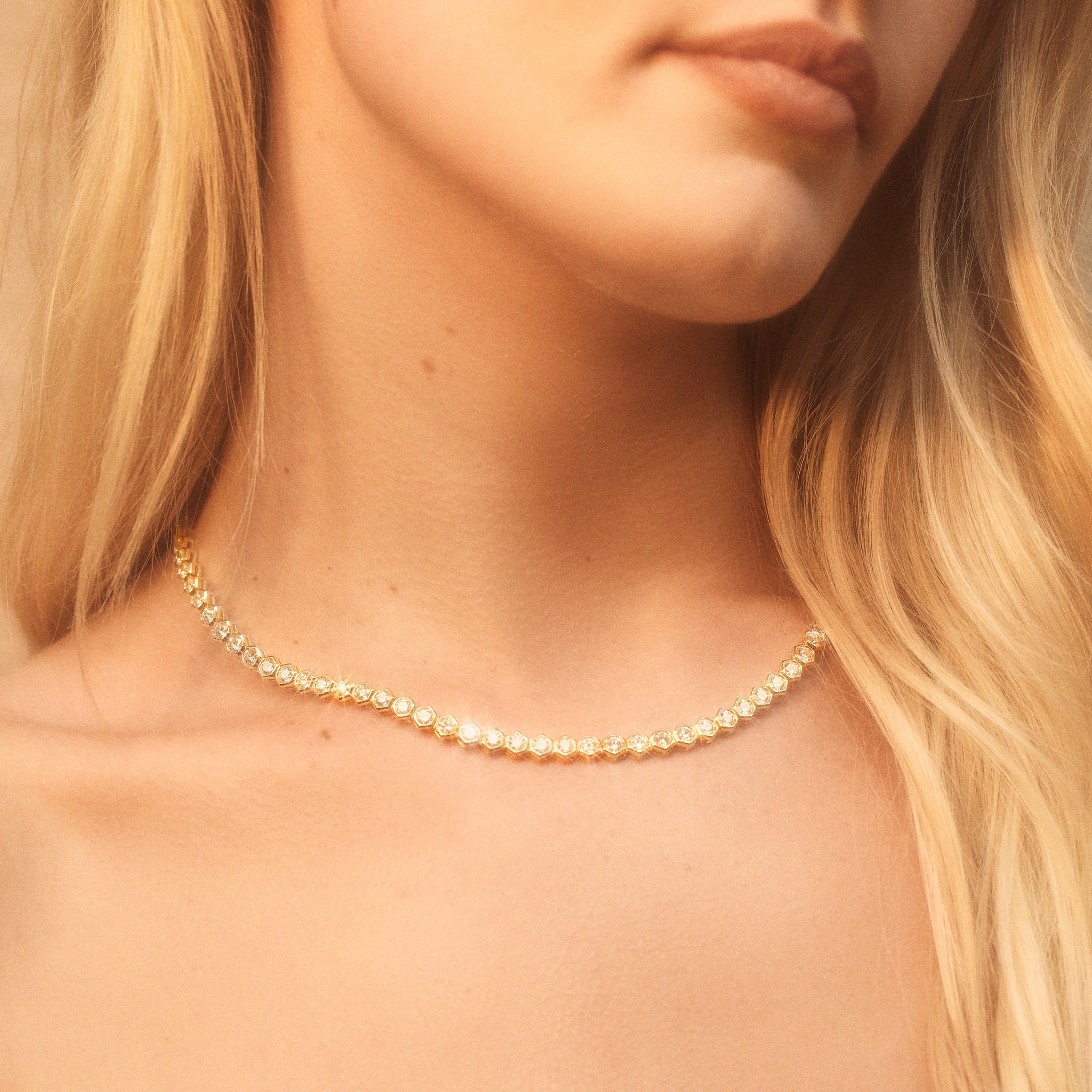 Hexagon Diamond Necklace