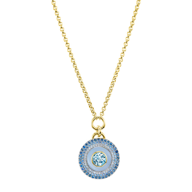 Emily P. Wheeler - Aquamarine, Sapphire, and Blue Lace Agate Air Medallion Necklace