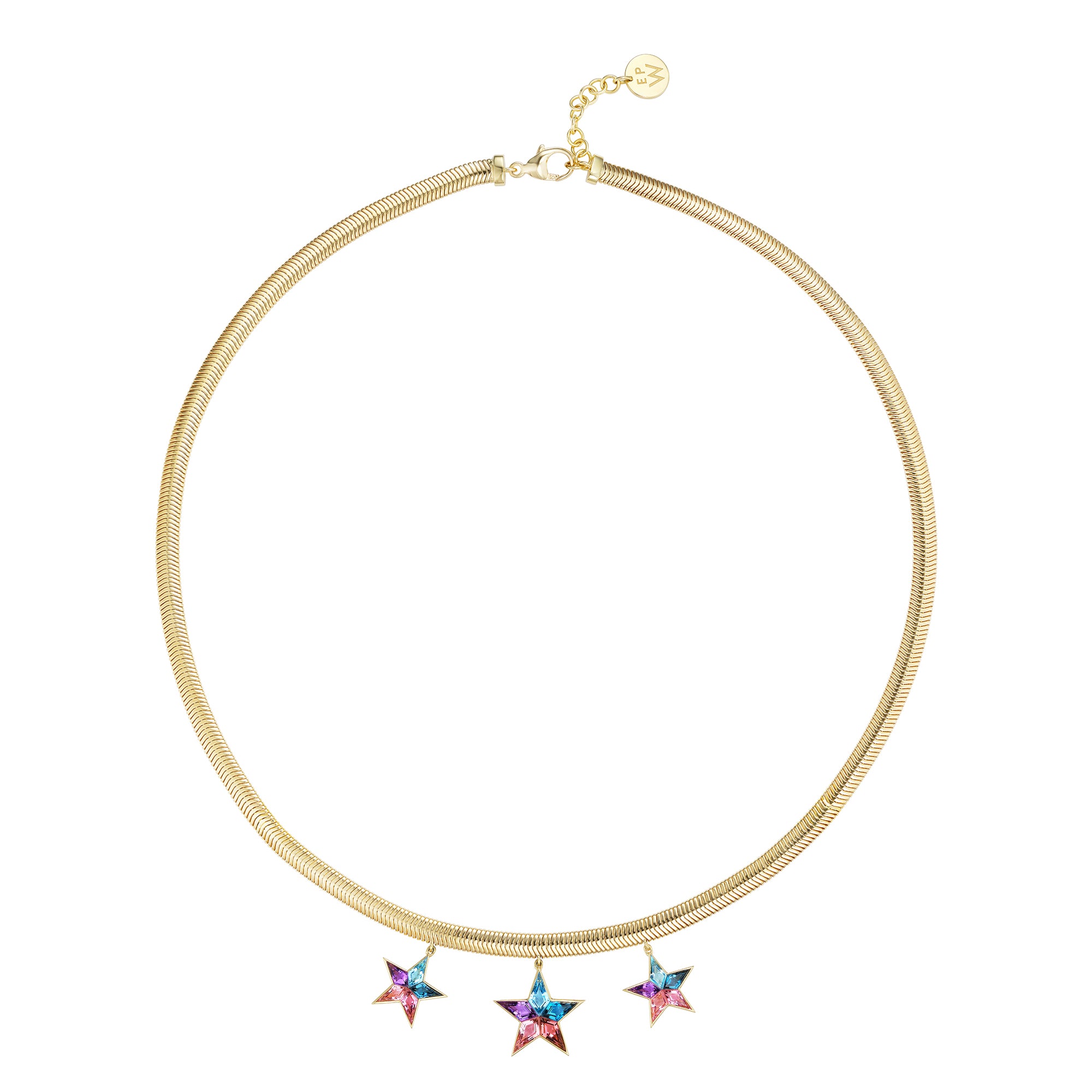 Amethyst, Topaz and Tourmaline Three Star Necklace