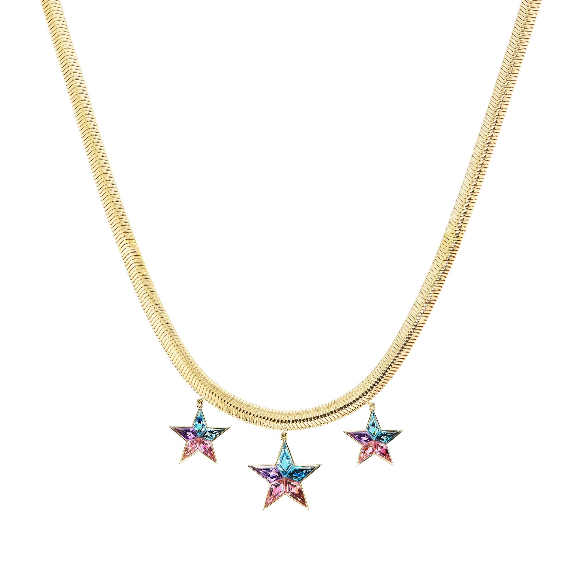 Amethyst, Topaz and Tourmaline Three Star Necklace