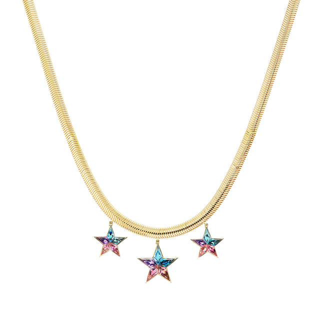 Amethyst, Topaz and Tourmaline Three Star Necklace