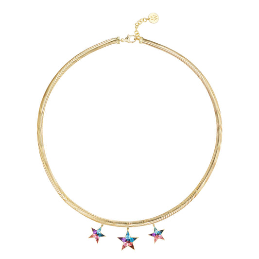 Amethyst, Topaz and Tourmaline Three Star Necklace