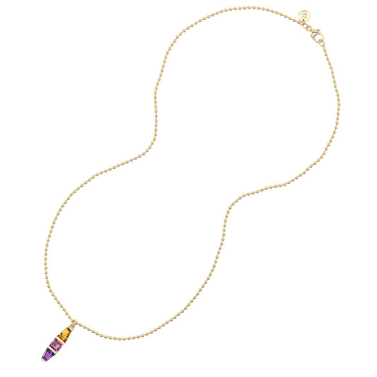Amethyst, Citrine and Pink Tourmaline Helix Necklace