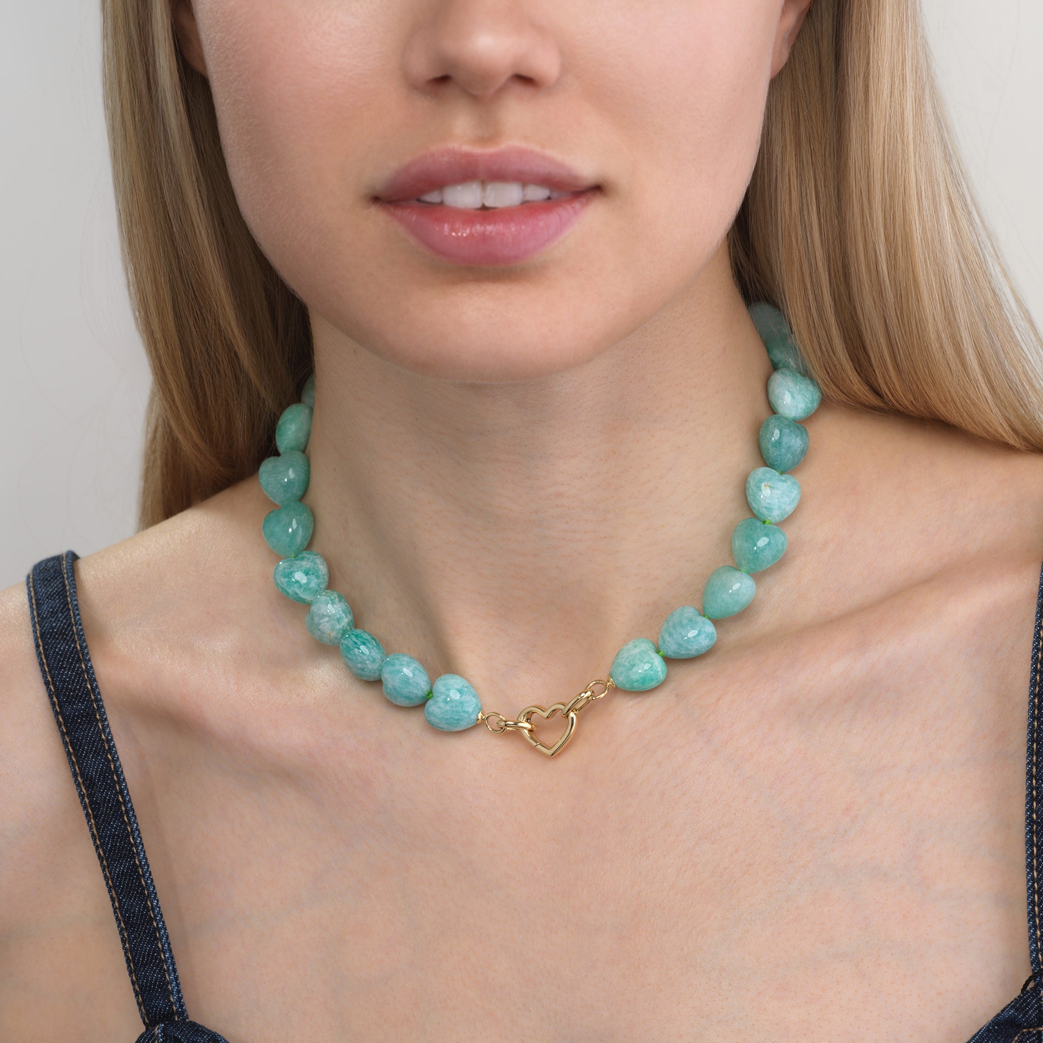 Amazonite Heart Beads Necklace
