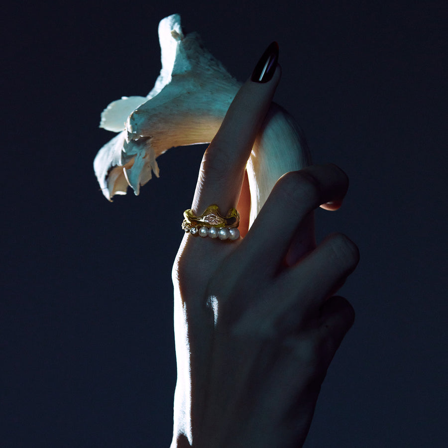 Sauer Pearl Cordyceps Fungus Ring - Rings - Broken English Jewelry on model