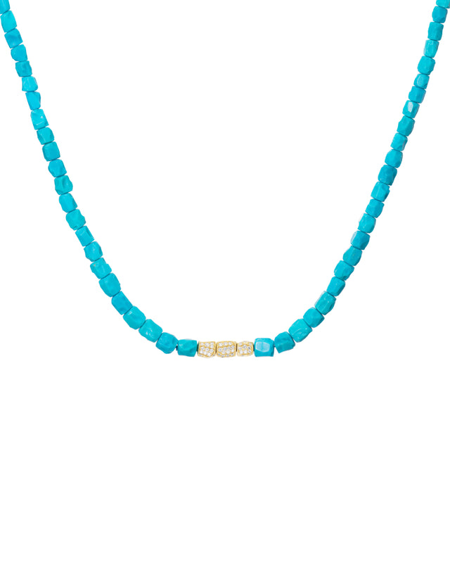 Diamond, Turquoise Nugget Necklace