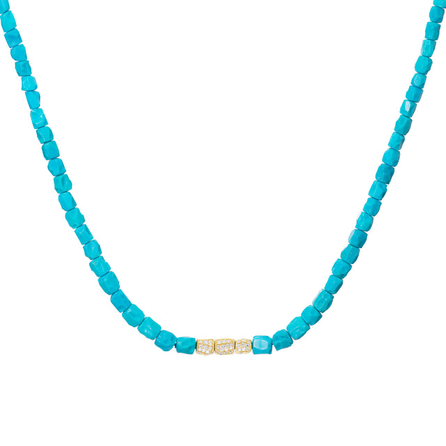 Diamond, Turquoise Nugget Necklace