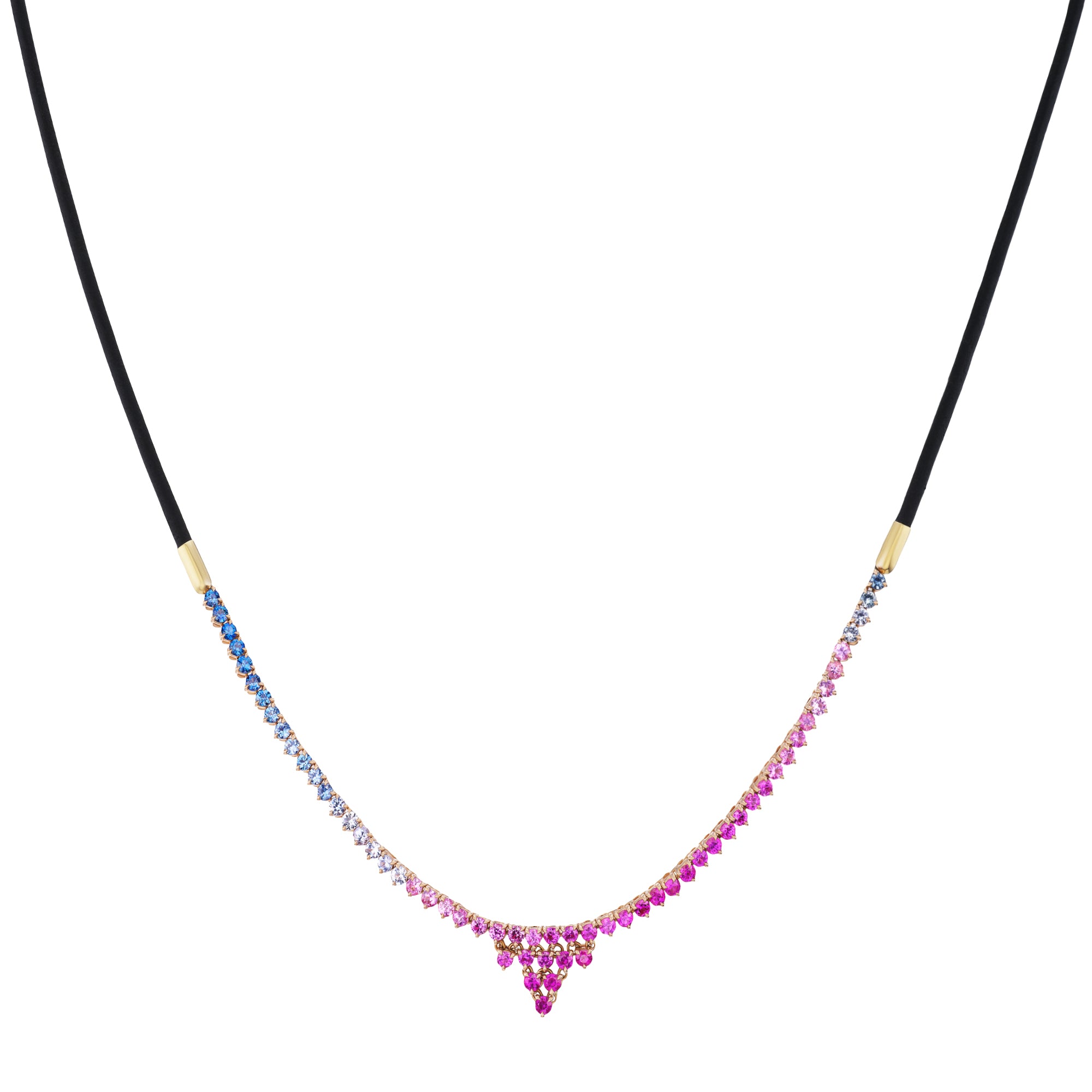 Emily P Wheeler - Sapphire and Leather Half Tennis Necklace