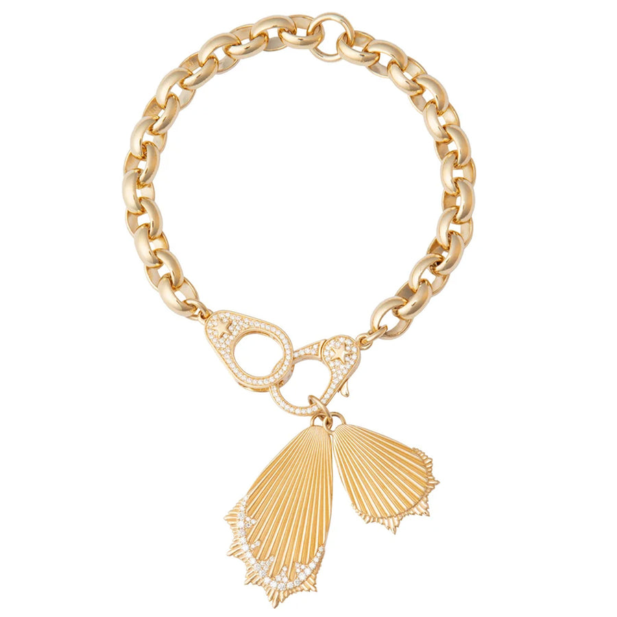 Foundrae Small Butterfly Wings Reverie Sister Hooks Oversized Belcher Bracelet  - Bracelets - Broken English Jewelry top view