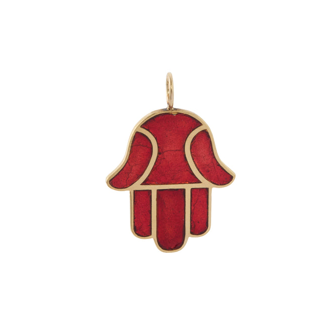 Red Enamel Hamsa Pendant